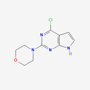 molecular formula C10H11ClN4O B567934 4-(4-Chloro-7H-pyrrolo[2,3-d]pyrimidin-2-yl)morpholine CAS No. 1227958-05-5