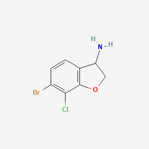 molecular formula C8H7BrClNO B567936 6-Bromo-7-chloro-2,3-dihydrobenzofuran-3-amine CAS No. 1273666-30-0