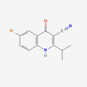 molecular formula C13H11BrN2O B567949 6-Bromo-2-isopropyl-4-oxo-1,4-dihydroquinoline-3-carbonitrile CAS No. 1210196-09-0