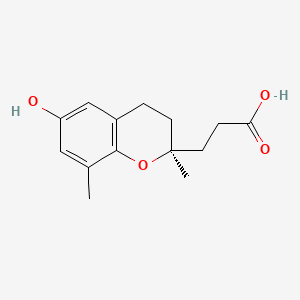 molecular formula C14H18O4 B567953 3,4-Dihydro-6-hydroxy-2,8-dimethyl-2H-1-benzopyran-2-propanoic acid CAS No. 1221504-67-1