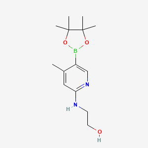 molecular formula C14H23BN2O3 B567957 2-(4-Methyl-5-(4,4,5,5-tetramethyl-1,3,2-dioxaborolan-2-yl)pyridin-2-ylamino)ethanol CAS No. 1351995-03-3