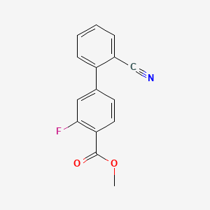 molecular formula C15H10FNO2 B567970 Methyl 4-(2-cyanophenyl)-2-fluorobenzoate CAS No. 1352317-81-7