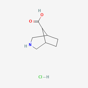 molecular formula C8H14ClNO2 B567974 3-Azabicyclo[3.2.1]octane-8-carboxylic acid hydrochloride CAS No. 1240526-59-3