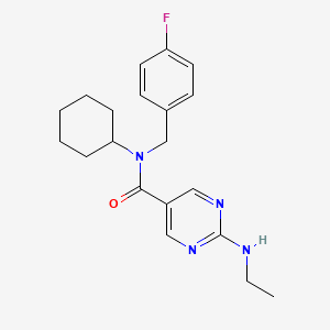 molecular formula C20H25FN4O B5679757 N-cyclohexyl-2-(ethylamino)-N-(4-fluorobenzyl)-5-pyrimidinecarboxamide 