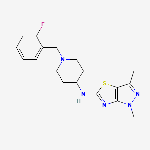 molecular formula C18H22FN5S B5679780 N-[1-(2-fluorobenzyl)piperidin-4-yl]-1,3-dimethyl-1H-pyrazolo[3,4-d][1,3]thiazol-5-amine 