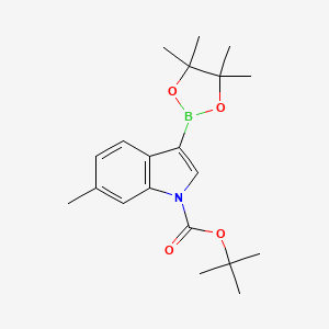 molecular formula C20H28BNO4 B567982 叔丁基 6-甲基-3-(4,4,5,5-四甲基-1,3,2-二氧杂硼杂环-2-基)-1H-吲哚-1-羧酸酯 CAS No. 1256359-86-0