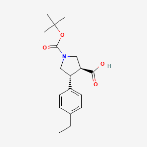 molecular formula C18H25NO4 B567984 (3S,4R)-1-(Tert-butoxycarbonyl)-4-(4-ethylphenyl)pyrrolidine-3-carboxylic acid CAS No. 1227845-15-9