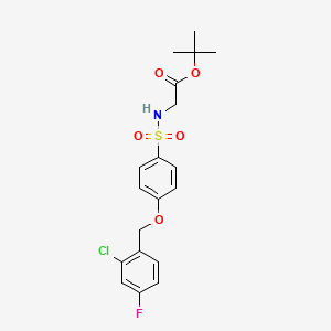 molecular formula C19H21ClFNO5S B567997 tert-Butyl 2-(4-((2-chloro-4-fluorobenzyl)oxy)phenylsulfonamido)acetate CAS No. 1206677-71-5
