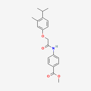 molecular formula C20H23NO4 B5680036 METHYL 4-{2-[3-METHYL-4-(PROPAN-2-YL)PHENOXY]ACETAMIDO}BENZOATE 