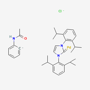 molecular formula C35H44ClN3OPd-2 B568011 Chloro[[1,3-bis(2,6-diisopropylphenyl)imidazol-2-ylidene](acetanilide)palladium(II)] CAS No. 1228009-69-5
