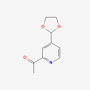 molecular formula C10H11NO3 B568020 1-[4-(1,3-Dioxolan-2-YL)pyridin-2-YL]ethanone CAS No. 1256821-89-2