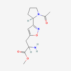 molecular formula C13H19N3O4 B568025 methyl 3-[3-[(2R)-1-acetylpyrrolidin-2-yl]-1,2-oxazol-5-yl]-2-aminopropanoate CAS No. 1219125-39-9