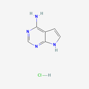 molecular formula C6H7ClN4 B568040 7H-吡咯并[2,3-d]嘧啶-4-胺盐酸盐 CAS No. 1233518-21-2