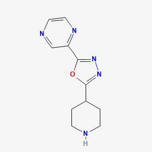 molecular formula C11H13N5O B568044 2-(Piperidin-4-yl)-5-(pyrazin-2-yl)-1,3,4-oxadiazole CAS No. 1207175-56-1