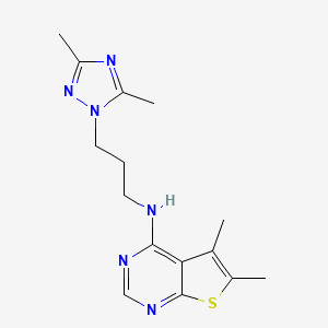 molecular formula C15H20N6S B5680488 N-[3-(3,5-dimethyl-1H-1,2,4-triazol-1-yl)propyl]-5,6-dimethylthieno[2,3-d]pyrimidin-4-amine 