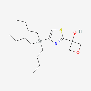 molecular formula C18H33NO2SSn B568058 3-(4-(三丁基锡基)噻唑-2-基)氧杂环-3-醇 CAS No. 1245816-13-0