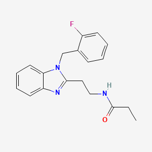 molecular formula C19H20FN3O B5680697 N-(2-{1-[(2-FLUOROPHENYL)METHYL]-1H-1,3-BENZODIAZOL-2-YL}ETHYL)PROPANAMIDE 