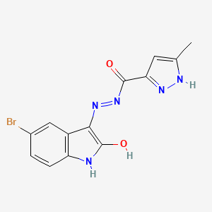 molecular formula C13H10BrN5O2 B5680734 N'-[(3Z)-5-bromo-2-oxo-1,2-dihydro-3H-indol-3-ylidene]-3-methyl-1H-pyrazole-5-carbohydrazide 