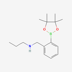 molecular formula C16H26BNO2 B568079 N-(2-(4,4,5,5-Tetramethyl-1,3,2-dioxaborolan-2-yl)benzyl)propan-1-amine CAS No. 1256360-56-1