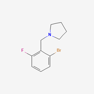 molecular formula C11H13BrFN B568089 1-[(2-Bromo-6-fluorophenyl)methyl]pyrrolidine CAS No. 1355247-07-2