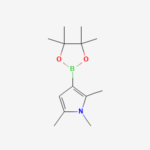 molecular formula C13H22BNO2 B568090 1,2,5-Trimethyl-3-(4,4,5,5-tetramethyl-1,3,2-dioxaborolan-2-yl)-1H-pyrrole CAS No. 1256359-32-6