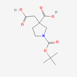 molecular formula C12H19NO6 B568097 1-(Tert-butoxycarbonyl)-3-(carboxymethyl)pyrrolidine-3-carboxylic acid CAS No. 1245807-92-4