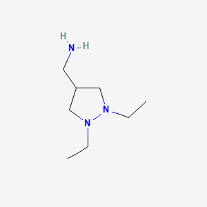 molecular formula C8H19N3 B568109 (1,2-Diethylpyrazolidin-4-yl)methanamine CAS No. 124526-82-5