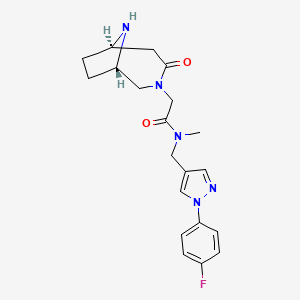 molecular formula C20H24FN5O2 B5681201 N-{[1-(4-fluorophenyl)-1H-pyrazol-4-yl]methyl}-N-methyl-2-[rel-(1S,6R)-4-oxo-3,9-diazabicyclo[4.2.1]non-3-yl]acetamide hydrochloride 