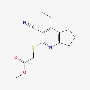 molecular formula C14H16N2O2S B5681407 methyl 2-[(3-cyano-4-ethyl-6,7-dihydro-5H-cyclopenta[b]pyridin-2-yl)sulfanyl]acetate 