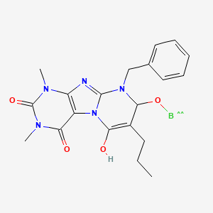 molecular formula C20H22BN5O4 B568158 Borinic  acid,  1,2,3,4,8,9-hexahydro-6-hydroxy-1,3-dimethyl-2,4-dioxo-9-(phenylmethyl)-7-propylpyri CAS No. 114906-82-0