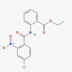 molecular formula C16H13ClN2O5 B5681709 Ethyl 2-(4-chloro-2-nitrobenzamido)benzoate 