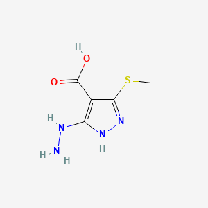 molecular formula C5H8N4O2S B568192 3-Hydrazinyl-5-(methylthio)-1H-pyrazole-4-carboxylic acid CAS No. 117736-58-0
