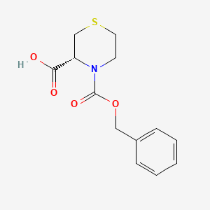 molecular formula C13H15NO4S B568227 (R)-4-CBZ-THIOMORPHOLINE-3-CARBOXYLIC ACID CAS No. 114580-22-2