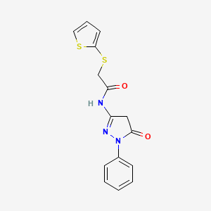 molecular formula C15H13N3O2S2 B5682445 N-(5-oxo-1-phenyl-4H-pyrazol-3-yl)-2-thiophen-2-ylsulfanylacetamide 