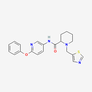 molecular formula C21H22N4O2S B5682742 N-(6-phenoxypyridin-3-yl)-1-(1,3-thiazol-5-ylmethyl)piperidine-2-carboxamide 