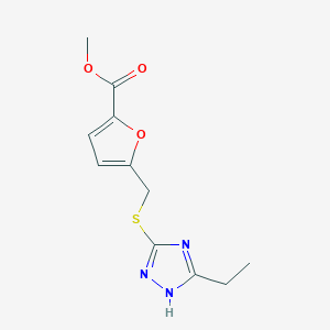 molecular formula C11H13N3O3S B5683000 METHYL 5-{[(5-ETHYL-4H-1,2,4-TRIAZOL-3-YL)SULFANYL]METHYL}FURAN-2-CARBOXYLATE 