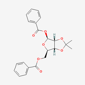 molecular formula C22H22O7 B568317 [(3aR,4S,6R,6aR)-4-benzoyloxy-2,2-dimethyl-3a,4,6,6a-tetrahydrofuro[3,4-d][1,3]dioxol-6-yl]methyl benzoate CAS No. 121209-72-1