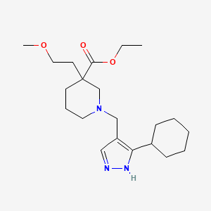 molecular formula C21H35N3O3 B5683507 ethyl 1-[(5-cyclohexyl-1H-pyrazol-4-yl)methyl]-3-(2-methoxyethyl)piperidine-3-carboxylate 