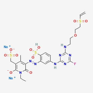 Disodium;[5-[[5-[[4-[2-(2-ethenylsulfonylethoxy)ethylamino]-6-fluoro-1,3,5-triazin-2-yl]amino]-2-sulfophenyl]diazenyl]-1-ethyl-4-methyl-2-oxido-6-oxopyridin-3-yl]methanesulfonate