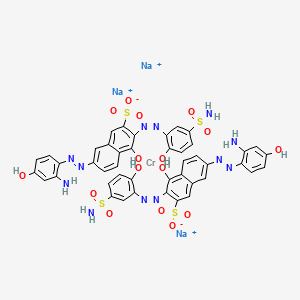 molecular formula C44H34CrN12Na3O16S4+ B568447 Chromate(3-), bis[7-[(aminohydroxyphenyl)azo]-3-[[5-(aminosulfonyl)-2-(hydroxy-kappaO)phenyl]azo-kappaN1]-4-(hydroxy-kappaO)-2-naphthalenesulfonato(3-)]-, trisodium CAS No. 118716-62-4