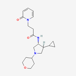 molecular formula C20H29N3O3 B5684950 N-[(3R,4S)-4-cyclopropyl-1-(oxan-4-yl)pyrrolidin-3-yl]-3-(2-oxopyridin-1-yl)propanamide 