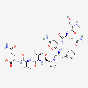 molecular formula C42H67N11O12 B568514 H-Ser-Gln-Asn-Phe-(R)-Pro-Ile-Val-Gln-OH CAS No. 124869-92-7