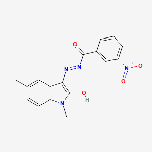 molecular formula C17H14N4O4 B5685437 N'-[(3Z)-1,5-DIMETHYL-2-OXO-2,3-DIHYDRO-1H-INDOL-3-YLIDENE]-3-NITROBENZOHYDRAZIDE 