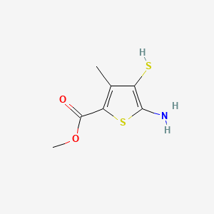 molecular formula C7H9NO2S2 B568552 Methyl 5-amino-3-methyl-4-sulfanylthiophene-2-carboxylate CAS No. 125270-28-2