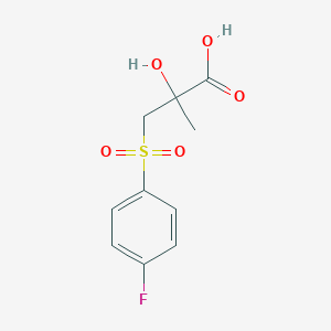 molecular formula C10H11FO5S B056857 3-((4-Fluorophenyl)sulfonyl)-2-hydroxy-2-methylpropanoic acid, (2RS)- CAS No. 151262-57-6