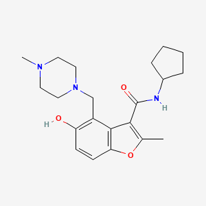 molecular formula C21H29N3O3 B5686312 N-cyclopentyl-5-hydroxy-2-methyl-4-[(4-methylpiperazin-1-yl)methyl]-1-benzofuran-3-carboxamide 