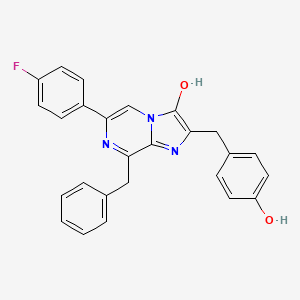 molecular formula C26H20FN3O2 B568677 Imidazo[1,2-a]pyrazin-3(7h)-one,6-(4-fluorophenyl)-2-[(4-hydroxyphenyl)methyl]-8-(phenylmethyl)- CAS No. 123437-48-9