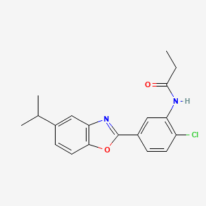 molecular formula C19H19ClN2O2 B5687226 N-{2-chloro-5-[5-(propan-2-yl)-1,3-benzoxazol-2-yl]phenyl}propanamide 