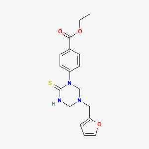 molecular formula C17H19N3O3S B5687576 ETHYL 4-{5-[(FURAN-2-YL)METHYL]-2-SULFANYLIDENE-1,3,5-TRIAZINAN-1-YL}BENZOATE 