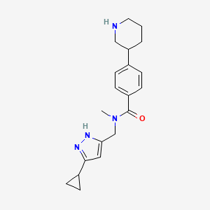 molecular formula C20H26N4O B5687844 N-[(3-cyclopropyl-1H-pyrazol-5-yl)methyl]-N-methyl-4-piperidin-3-ylbenzamide 